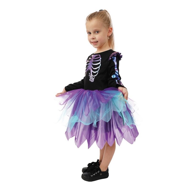 Skinnende Skelet Kostume Børn 3-4 år (93-104 cm)