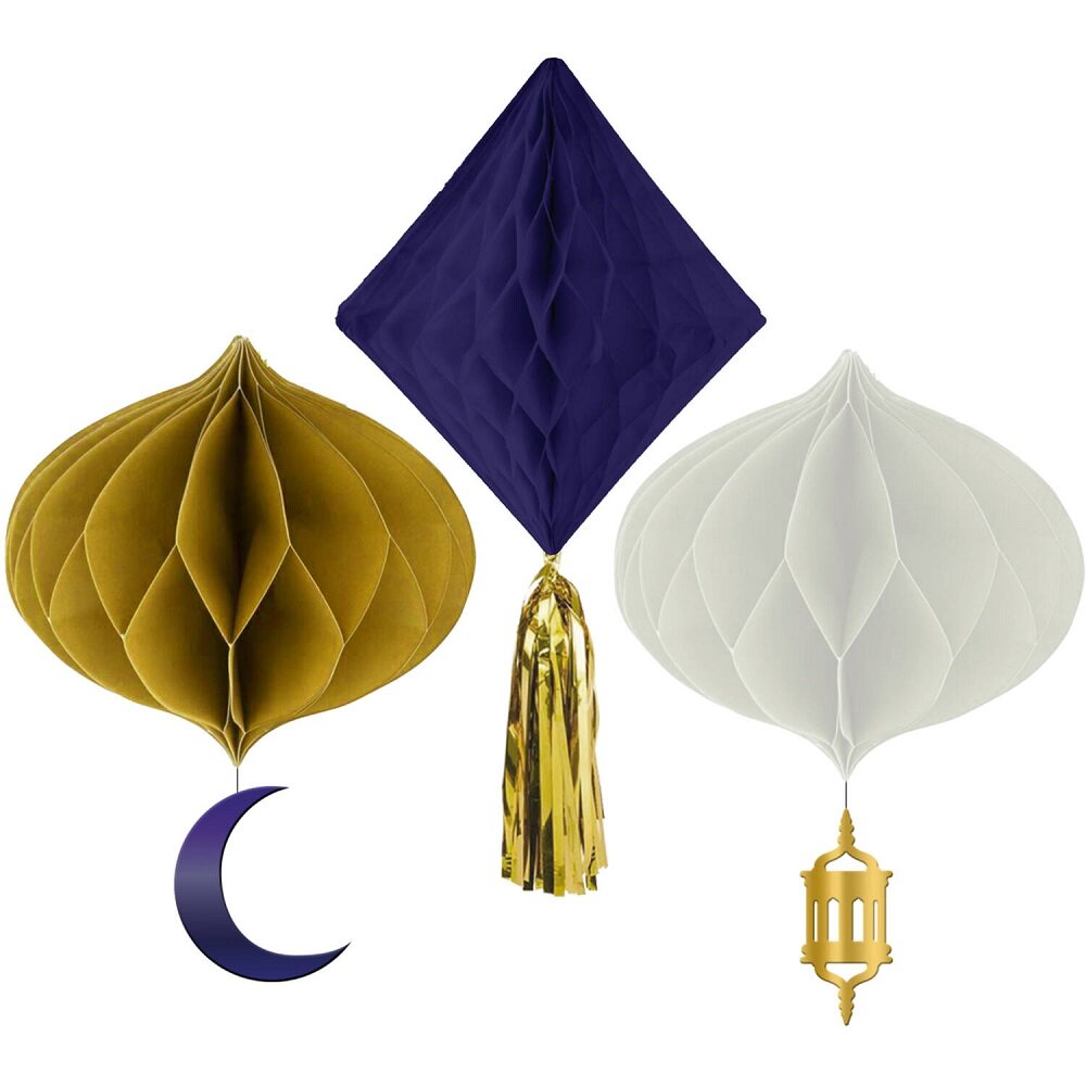 Eid Mubarak - Hængende dekorationer i honeycomb 3 stk
