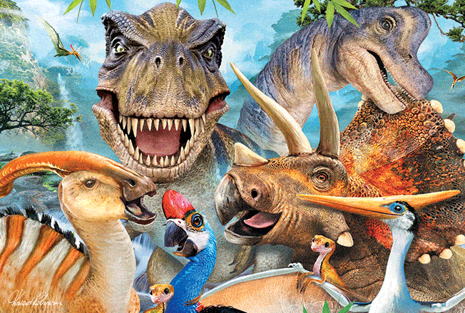 Prime 3D Puslespil - Dinosaur selfies 48 brikker