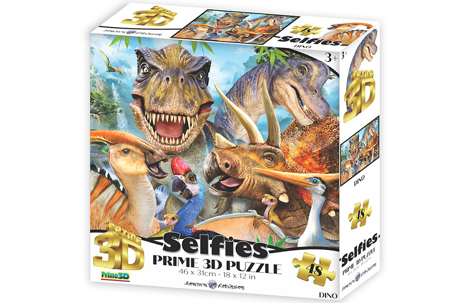 Prime 3D Puslespil - Dinosaur selfies 48 brikker