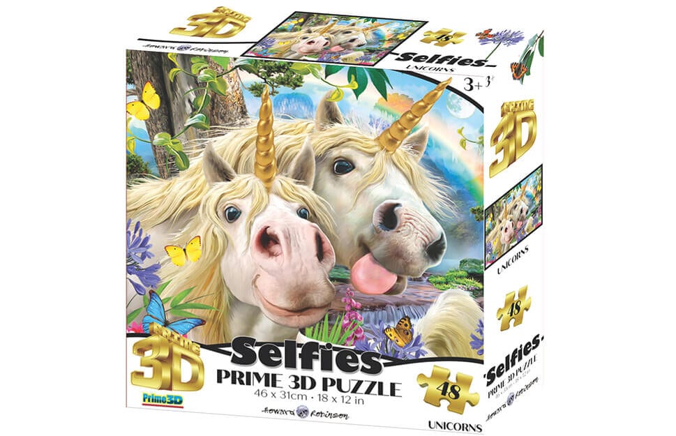 Prime 3D Puslespil - Unicorns selfies 48 brikker