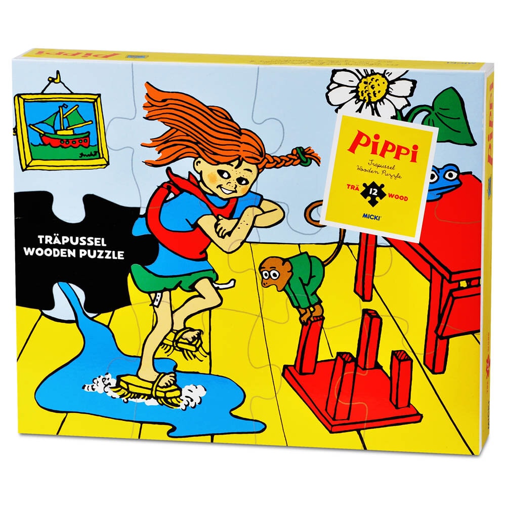 Pippi Langstrømpe - Træpuslespil 12 brikker
