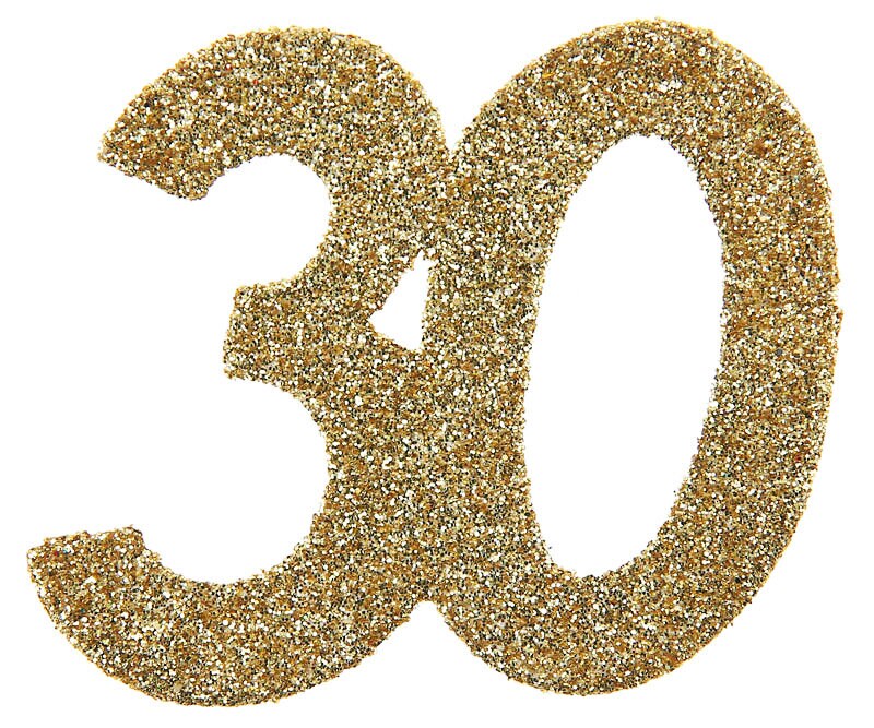 Kæmpekonfetti i Guld 30 år 6 cm 6 stk