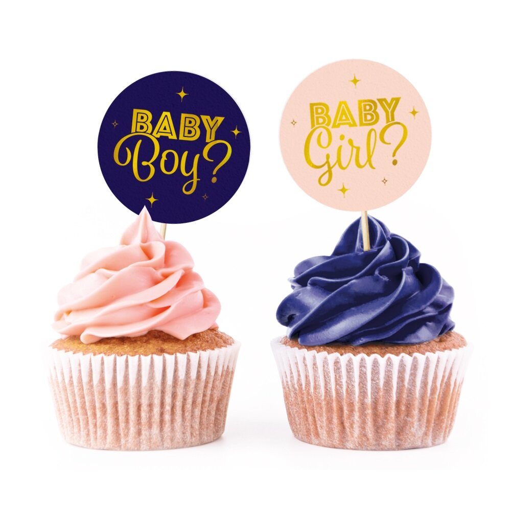 Gender Reveal Muffindekorationer 12 stk