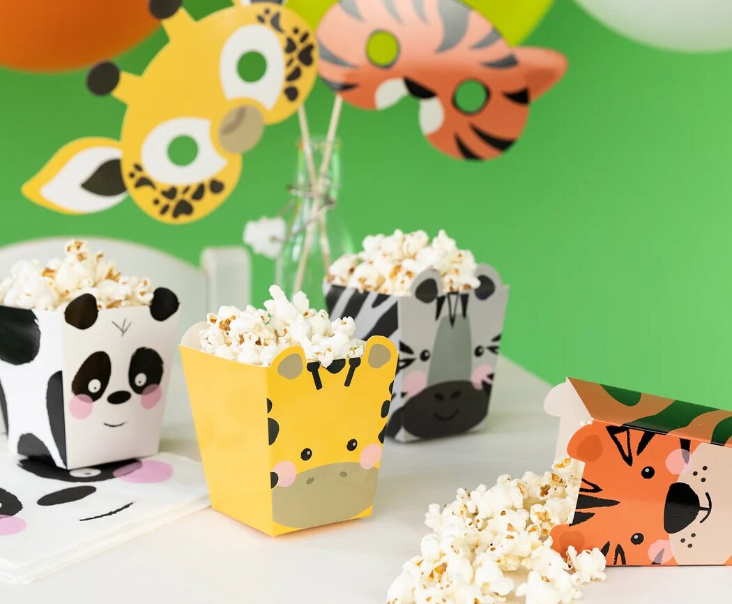 Safaridyr Popcornbokse 4 stk
