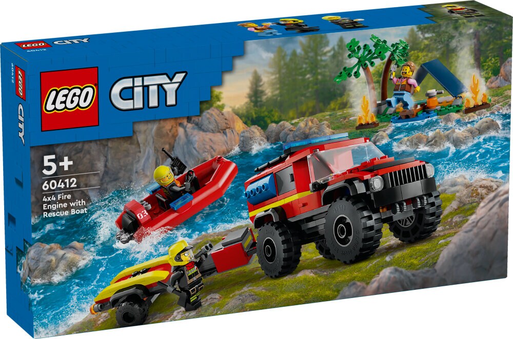 LEGO City - Firhjulstrukket brandbil med redningsbåd 5+