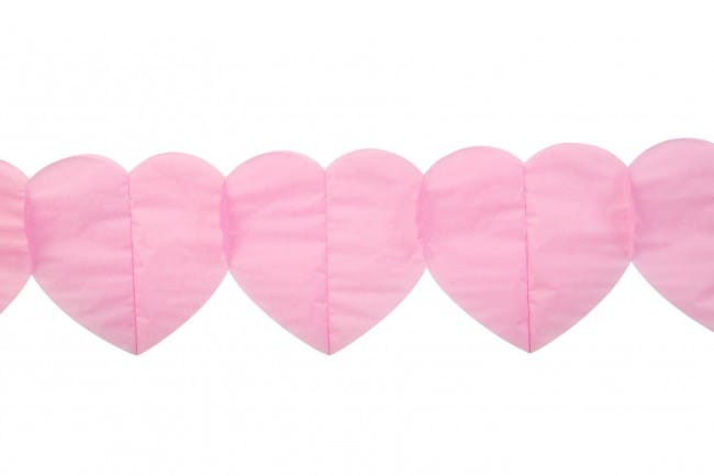 Papirguirlande med lyserøde hjerter 6 meter