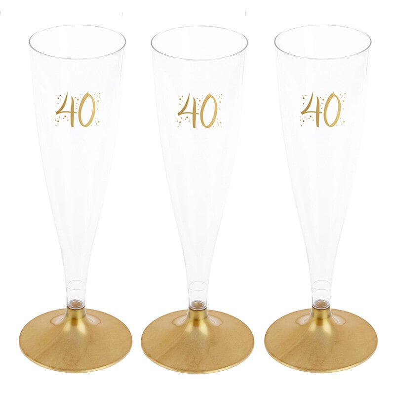 Champagneglas med guld fod 40 år, 6 stk.
