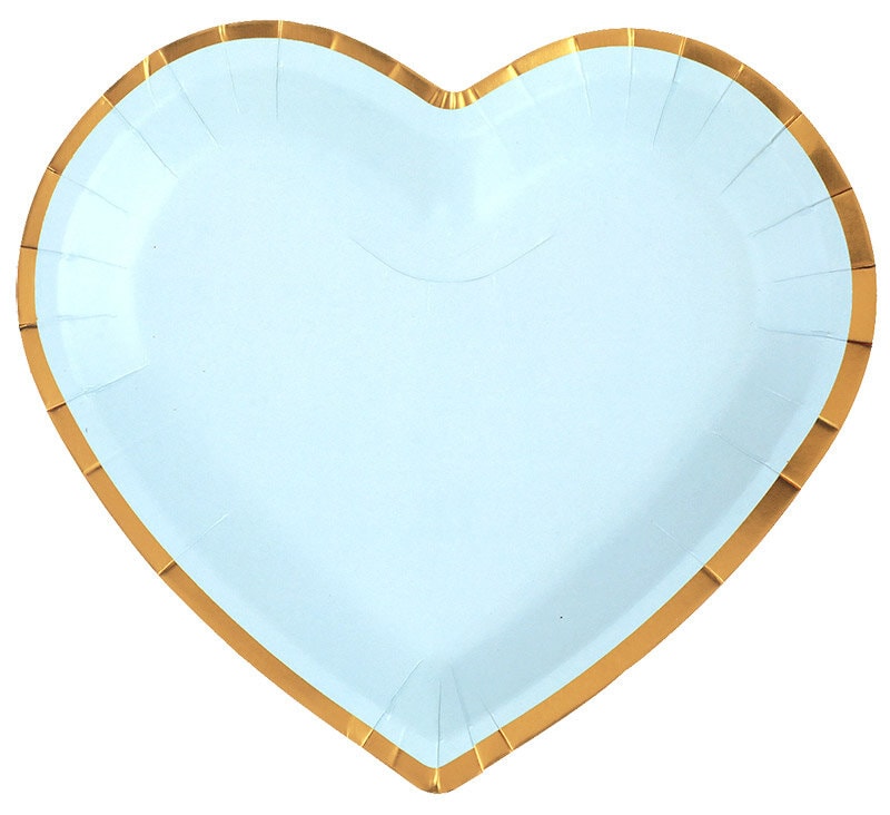 Tallerkner - Hjerteformet i blå og rosaguld 10 stk
