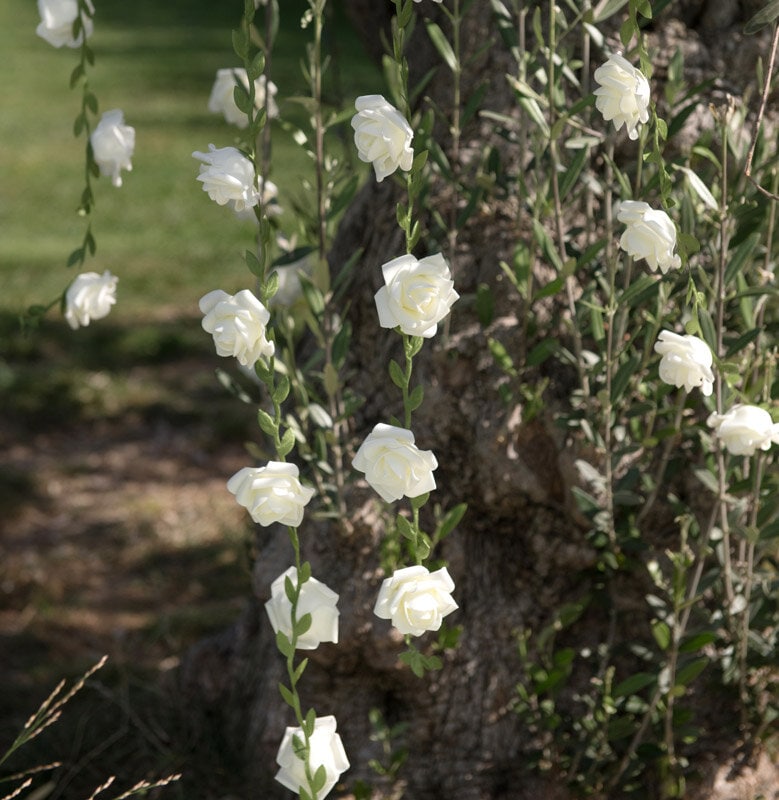 Guirlande med hvide roser 120 cm