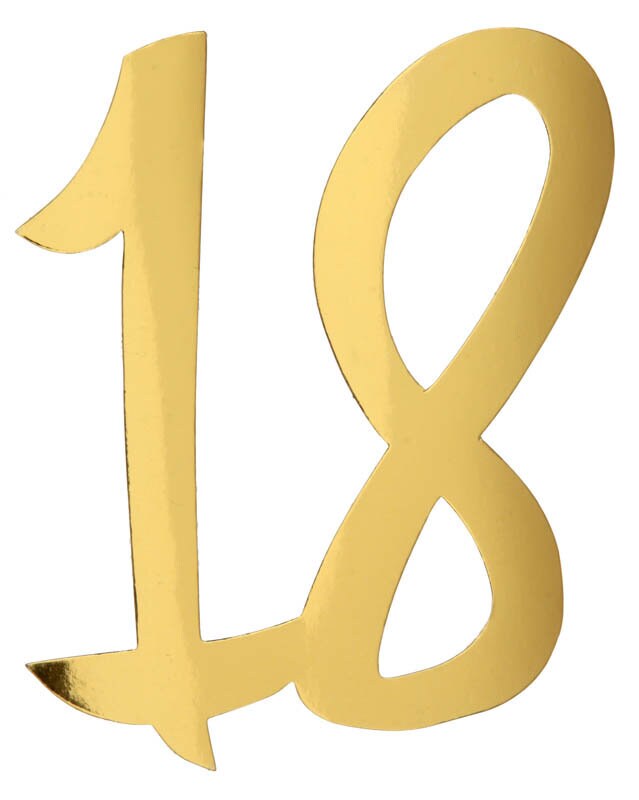 Gulddekorationer af pap 20 cm 18 år 4 stk