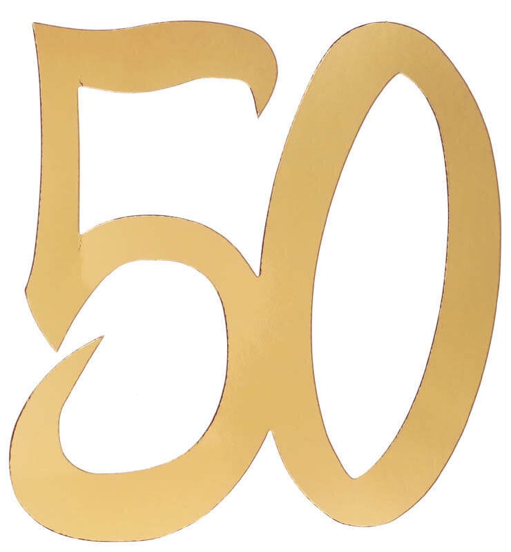 Gulddekorationer af pap 20 cm 50 år 4 stk