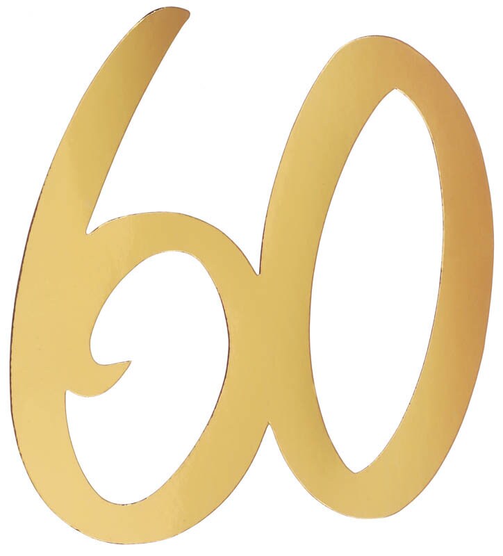 Gulddekorationer af pap 20 cm 60 år 4 stk