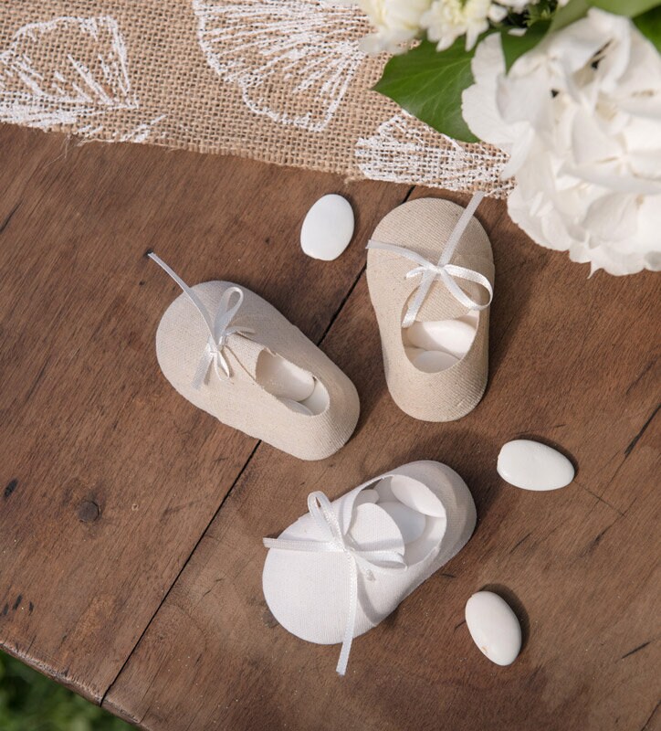 Babyshower - Gaveæske lysebrune sko 4 stk.