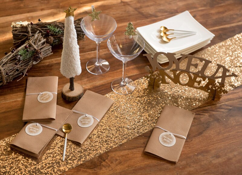 Bordløber - Guldpailletter 3 meter