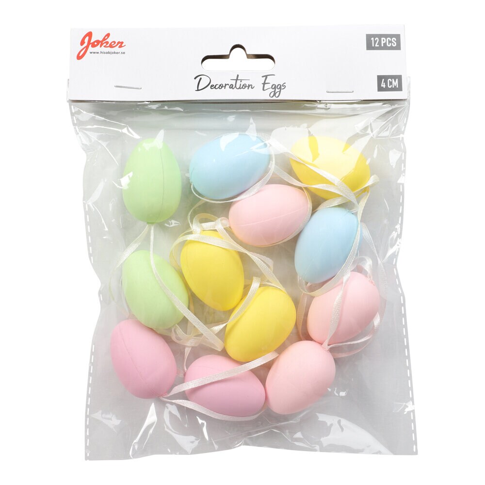 Påskedekoration - Æg i pastelfarver 12-pak