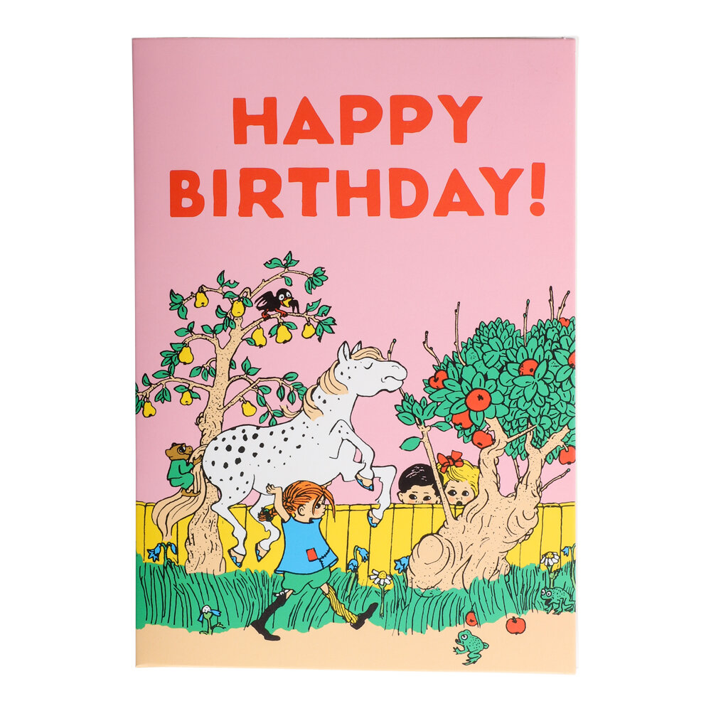 Pippi Langstrømpe Fødselsdagskort