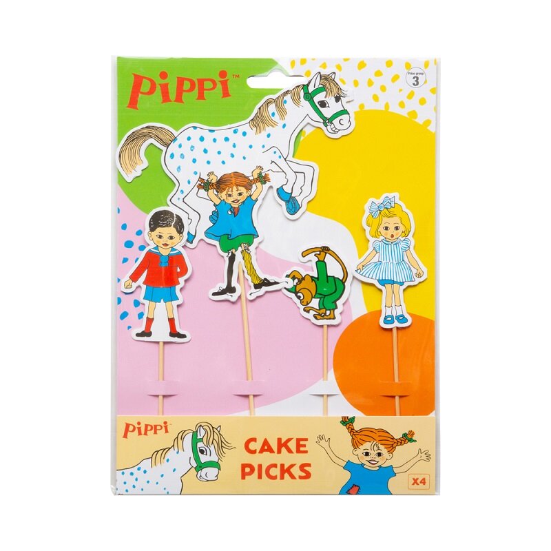 Pippi Langstrømpe - Cake Toppers 4 stk