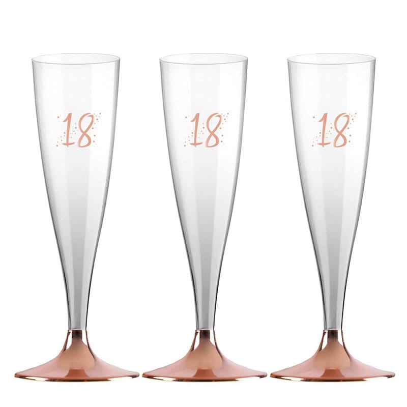 Champagneglas i Plast med Rosaguld 18 år, 6 stk