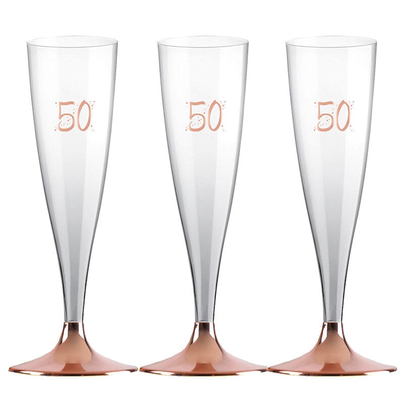 Champagneglas med rosaguld fod 50 år, 6 stk.