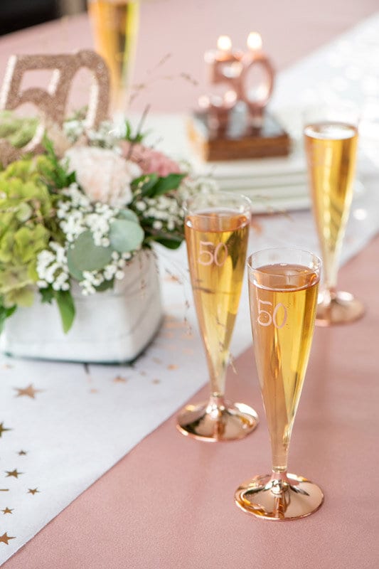 Champagneglas i Plast med Rosaguld 80 år, 6 stk