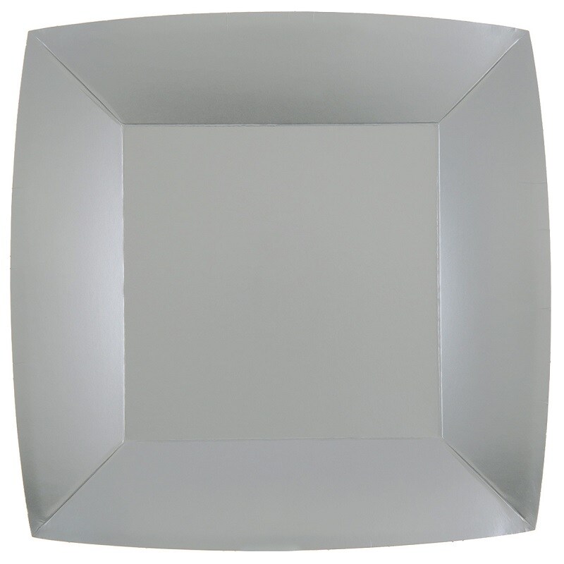 Paptallerkner 23 cm - Sølv 10 stk