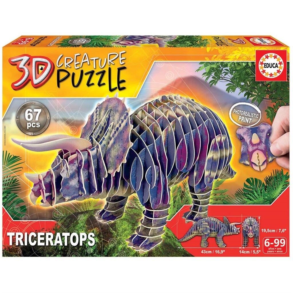 Educa 3D-puslespil - Triceratops 67 brikker
