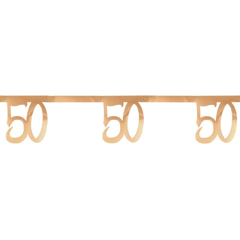 Guirlande i rosaguld 50-årsfest 250 cm