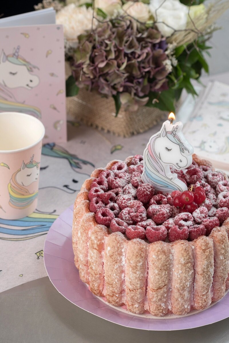 Enhjørning - Kagelys 7,5 cm