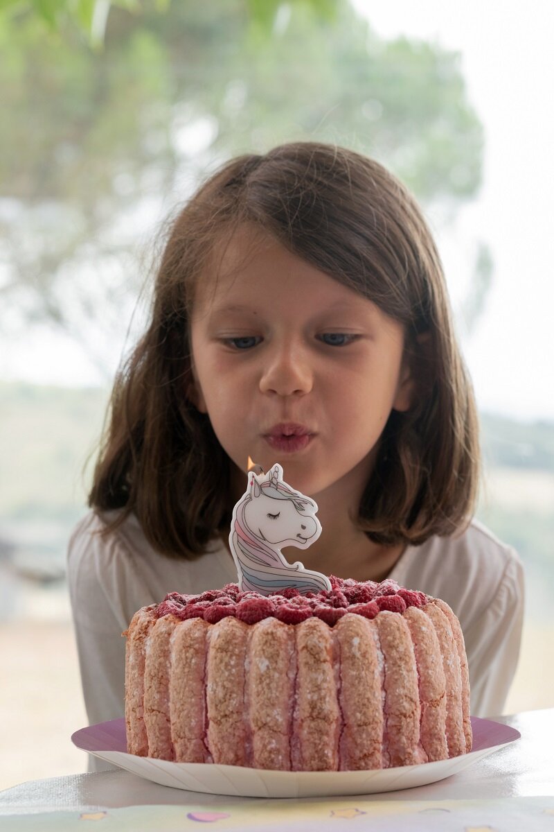 Enhjørning - Kagelys 7,5 cm