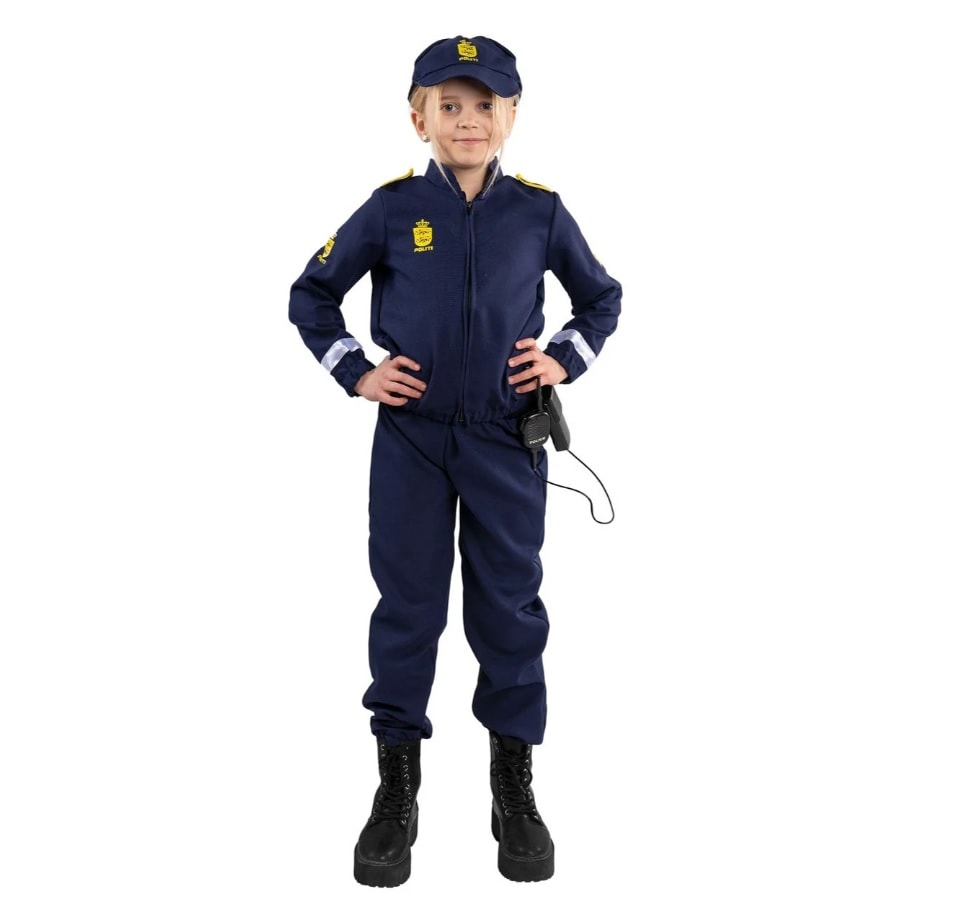 Dansk Politi Kostume Børn 3-8 år