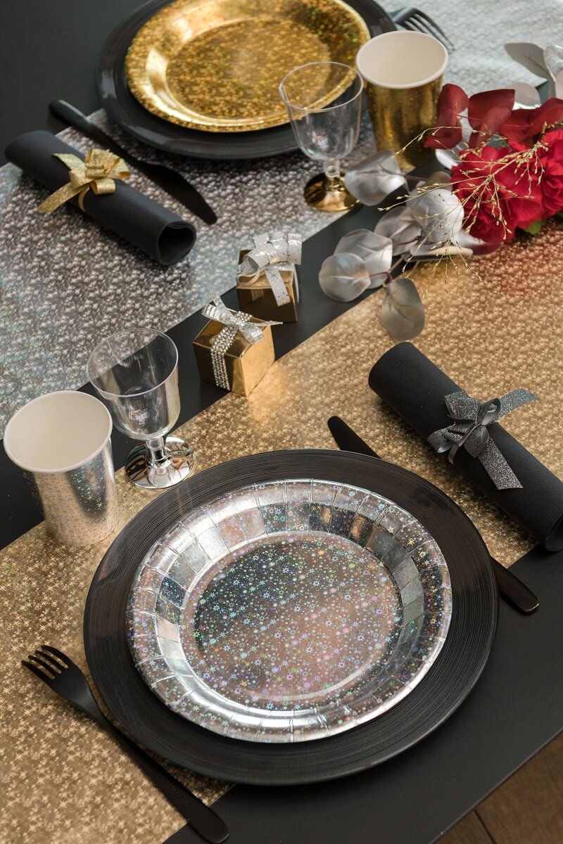 Bordsløber - Holografisk guldmønster 3 meter