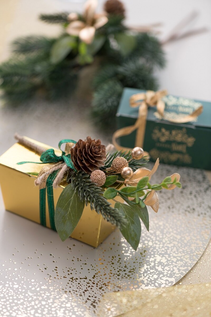 Guldfolierede chokoladeæsker i 5 stk