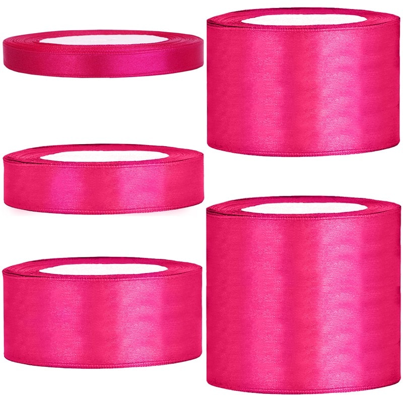 Satinbånd, Mørkrosa 25 meter