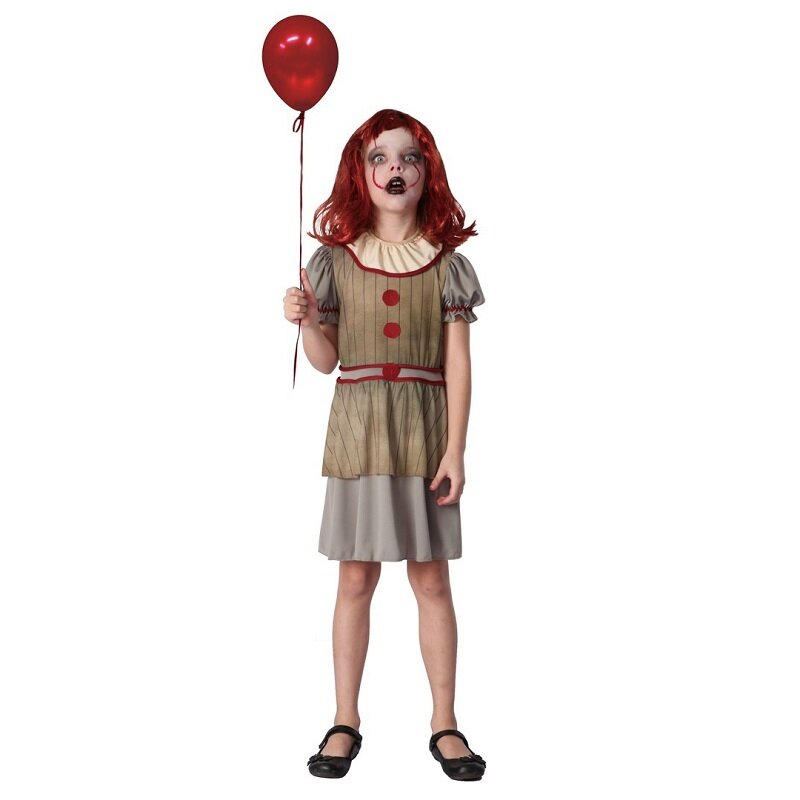 Vintage Clowngirl Kostume Børn 10-12 år (130-140 cm)