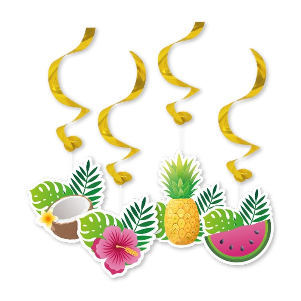 Hængende Swirl Dekorationer Tropiske Frugter 4 stk
