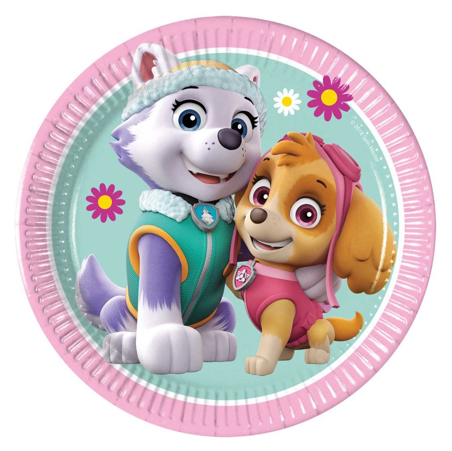 Paw Patrol Skye & Everest - Tallerkener 20 cm, 8 stk