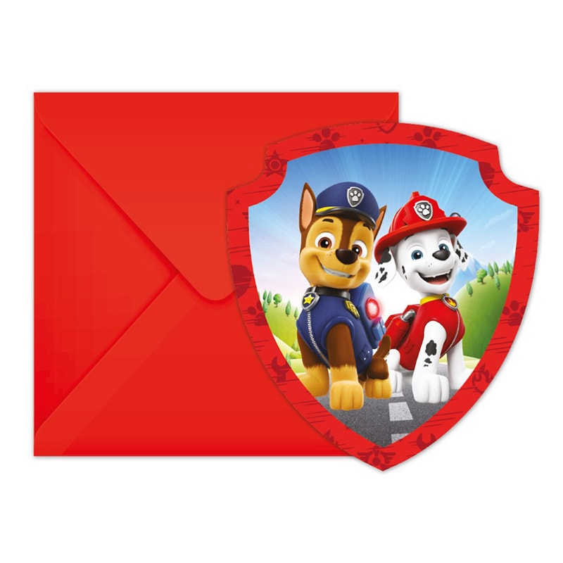 Paw Patrol - Invitationer med konvolutter 6 stk