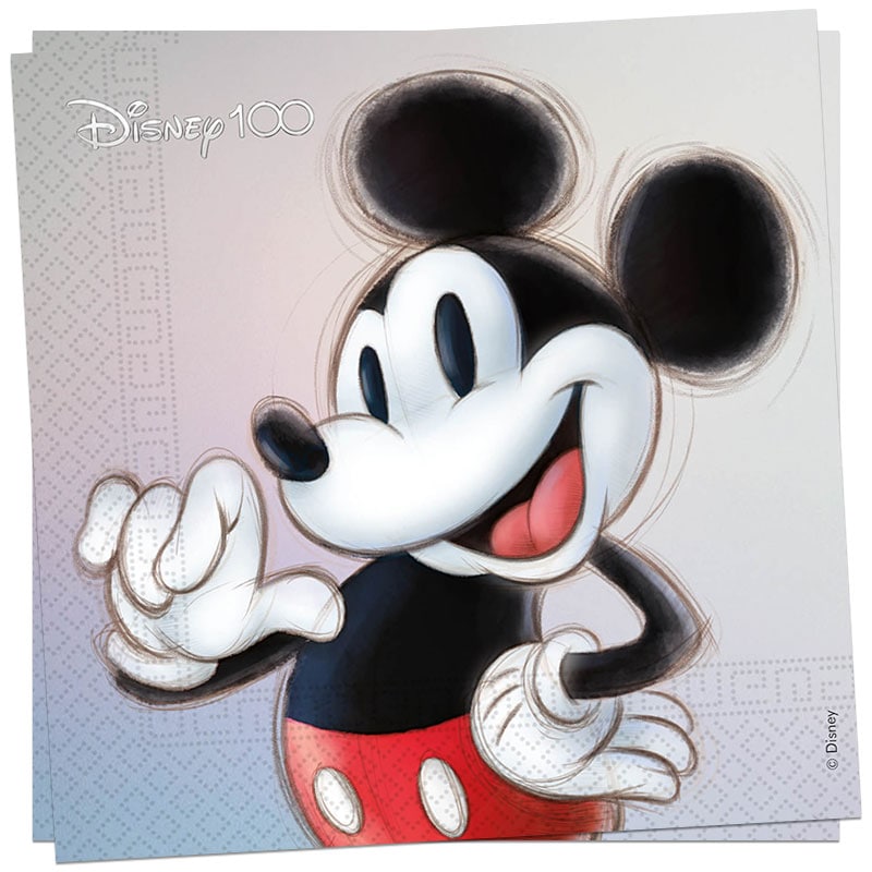 Disney 100 års jubilæum - Servietter Mickey 20 stk