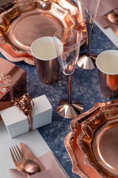 Plastchampagneglas med roséguldfod 6 stk