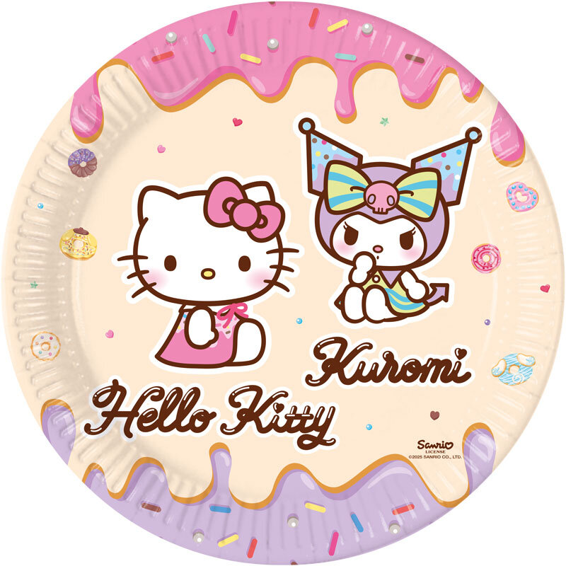 Hello Kitty & Kuromi - Paptallerkener 8 stk