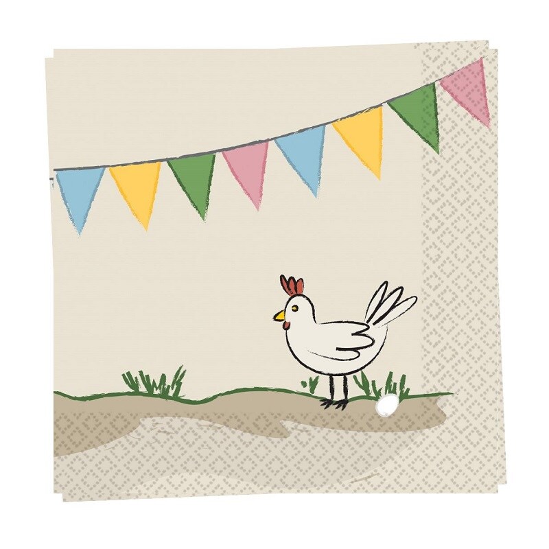 Bondegård - Servietter 25 cm, 16 stk