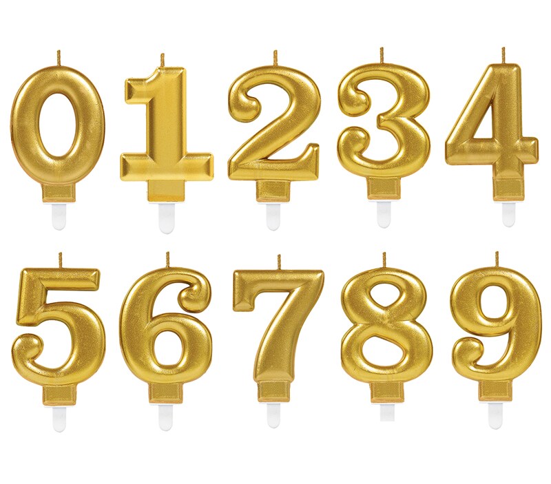 Kagelys i guldmetallic 0-9