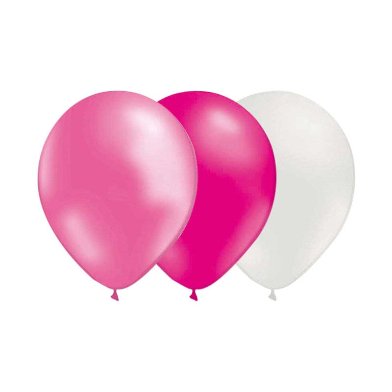 Ballonkombo - Mørkerosa-Metalisk rosa-Hvid 15-pak