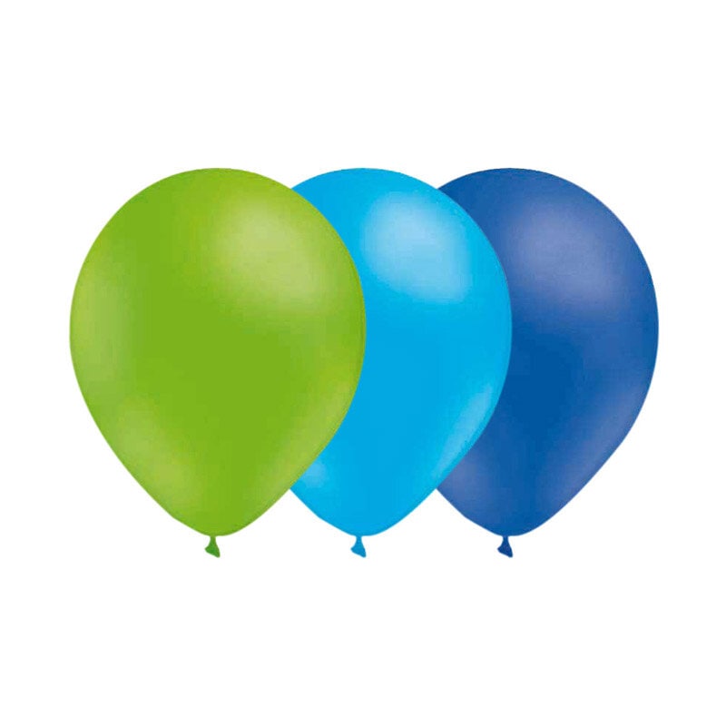 Ballonkombo - Limegrøn-Lyseblå-Mørkeblå 15-pak