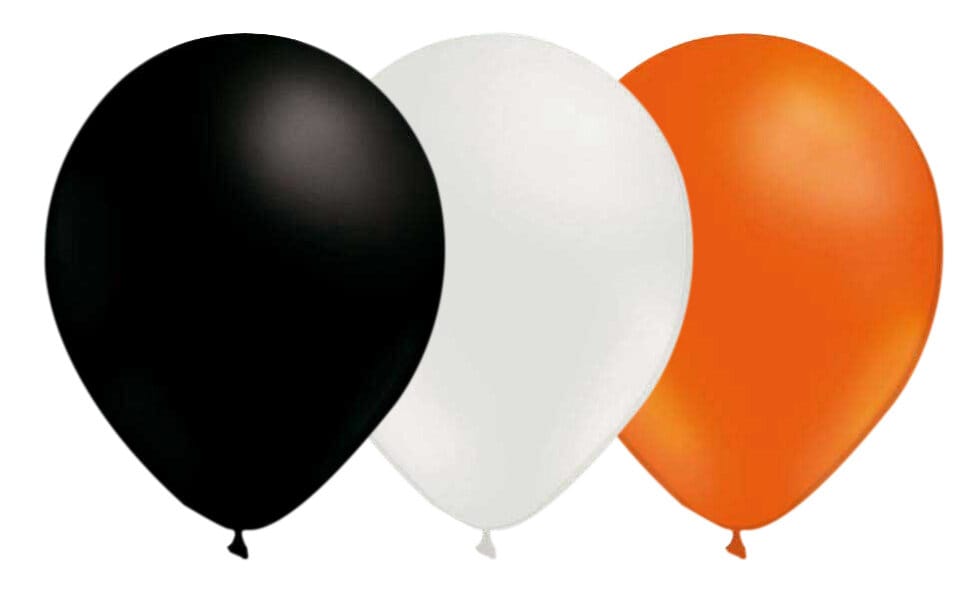 Ballonkombo - Orange-Sort-Hvid 15 stk