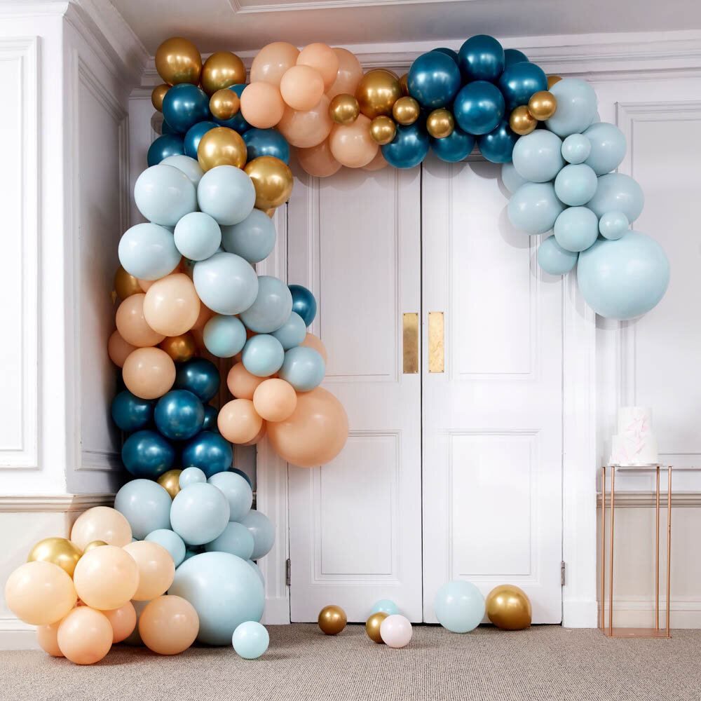DIY Ballonbue Deluxe - Blågrøn, Fersken og Guld