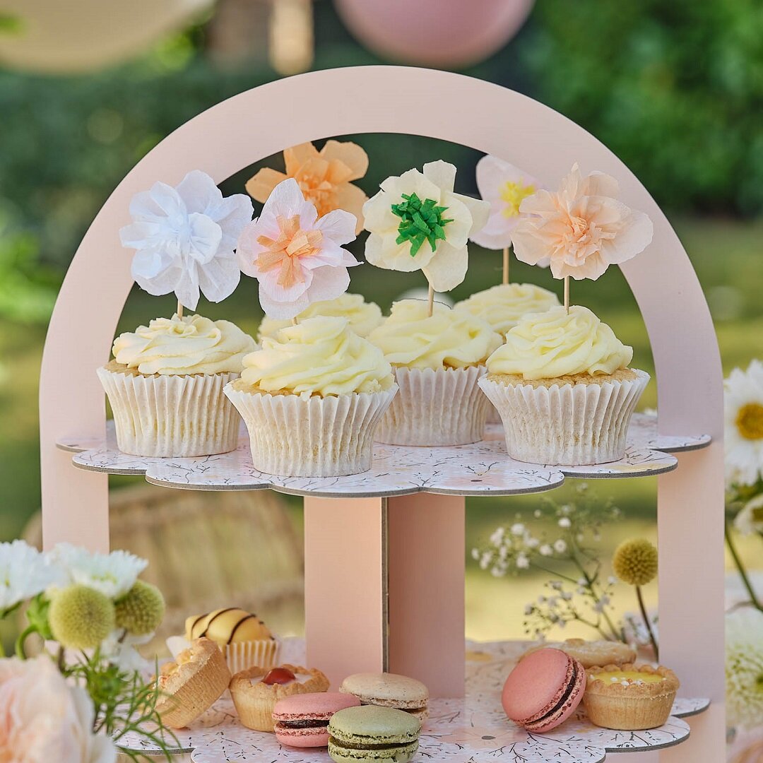 Pink Floral - Cake Toppers Blomster 12 stk