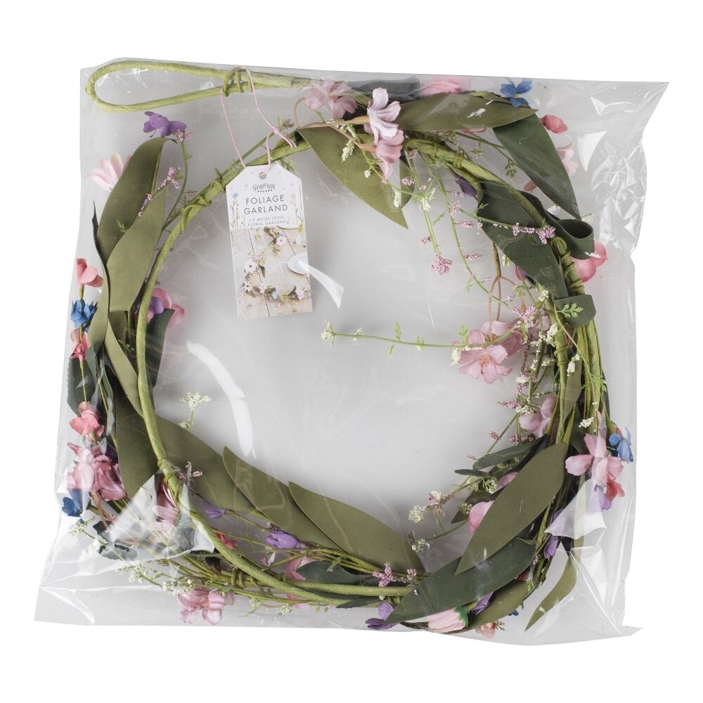 Blomsterguirlande i kunstmaterial med sommerblomster 190 cm