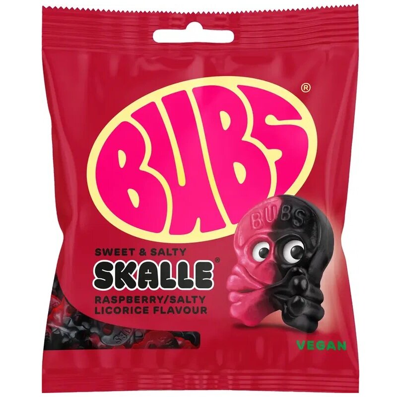 Bubs Hindbær/Lakrids Dødningehoved 155 gram